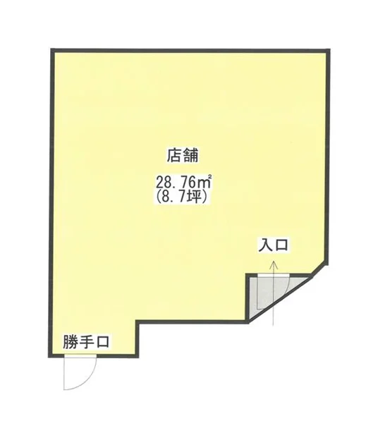 駒込のスケルトン店舗物件の平面図