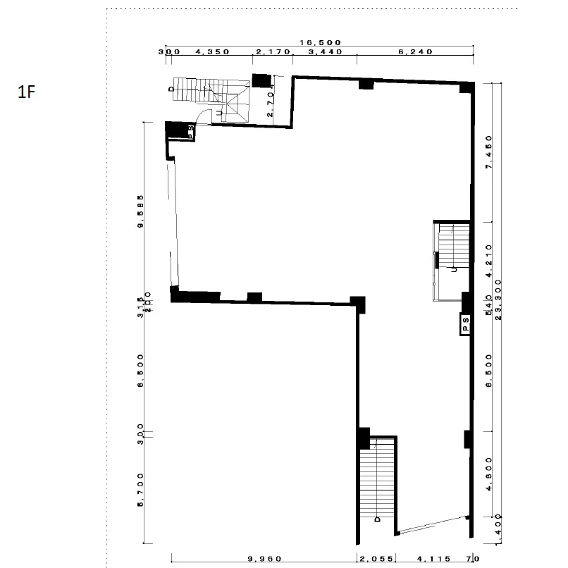 所沢の事務所仕様店舗物件の平面図