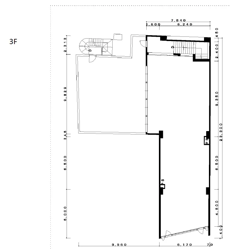 所沢の事務所仕様店舗物件の平面図