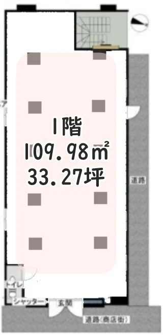 戸越公園の事務所仕様店舗物件の平面図