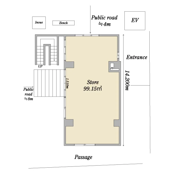貸店舗(スケルトン)の平面図