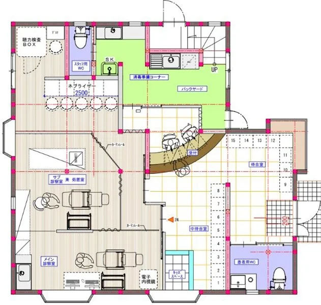 医院の居抜き物件の平面図