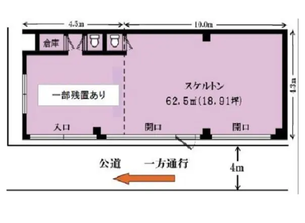 貸店舗(スケルトン)の平面図