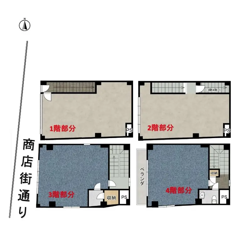 貸店舗(事務所仕様)の平面図