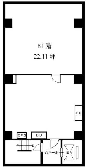 新橋のスケルトン店舗物件の平面図