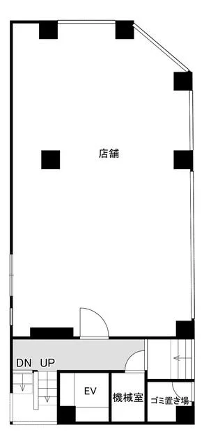 大森町のスケルトン店舗物件の平面図
