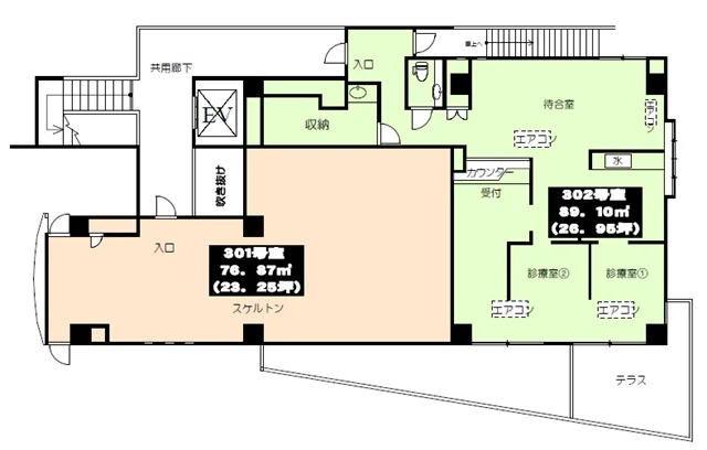大船の居抜き店舗の平面図