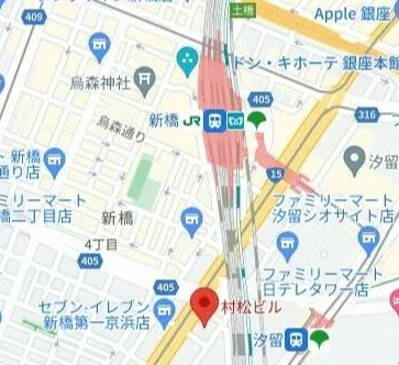 新橋の事務所仕様物件の地図