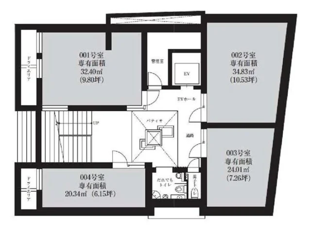 外苑前のスケルトン物件の平面図