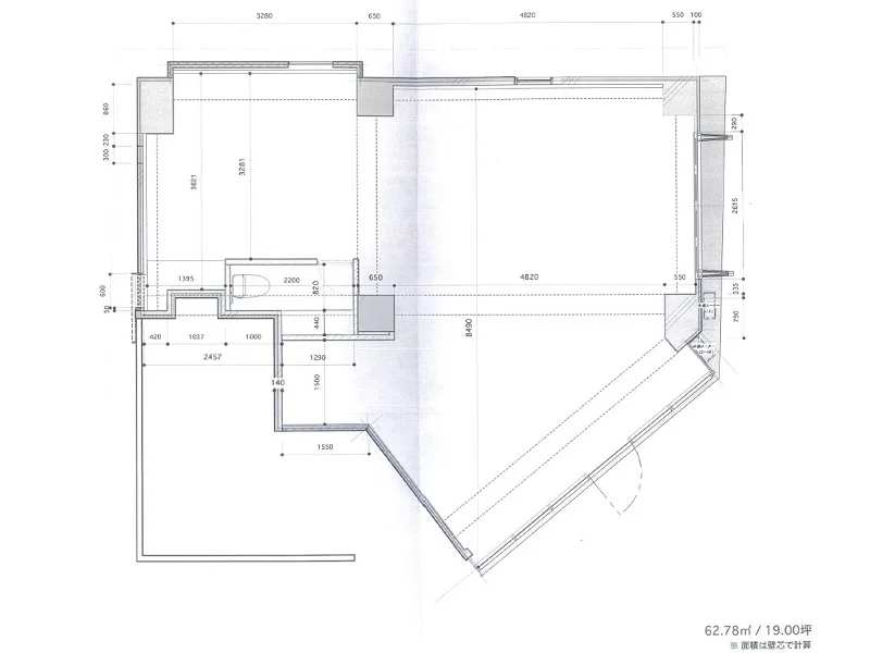 参宮橋の事務所仕様店舗物件の平面図
