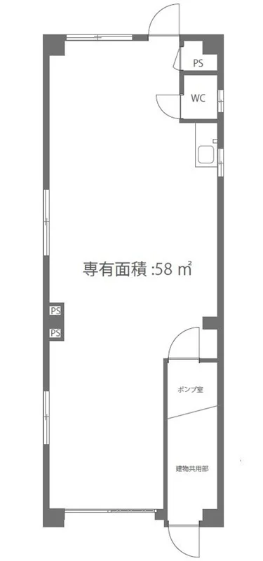 うどん・そばの居抜き物件の平面図