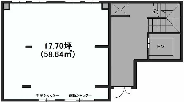 代々木のスケルトン店舗物件の平面図