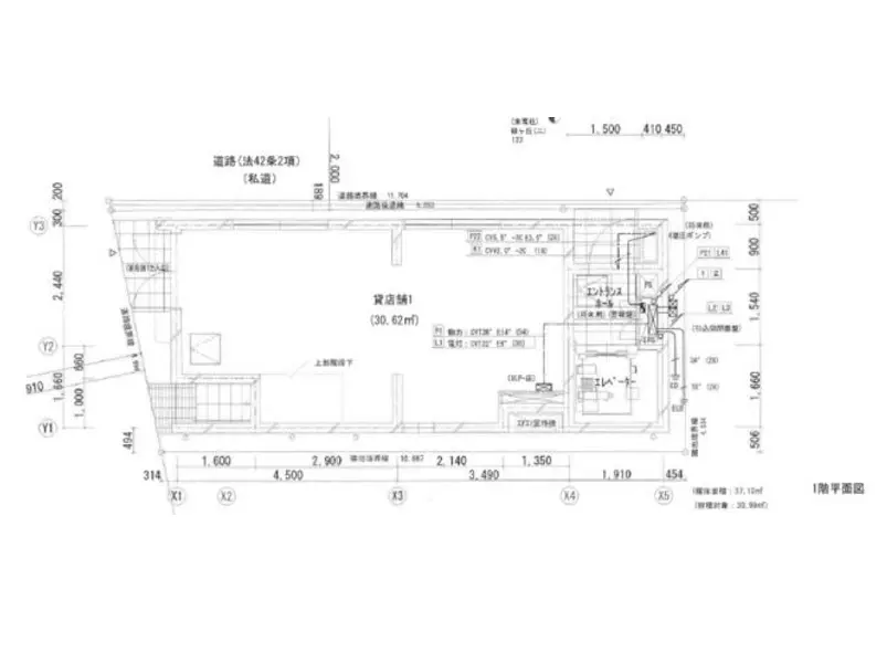 奥沢の居抜き店舗の平面図