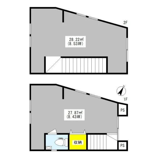 千駄木のスケルトン物件の平面図