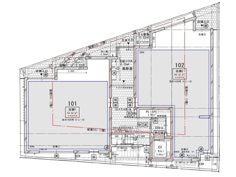 中野新橋のスケルトン物件の平面図
