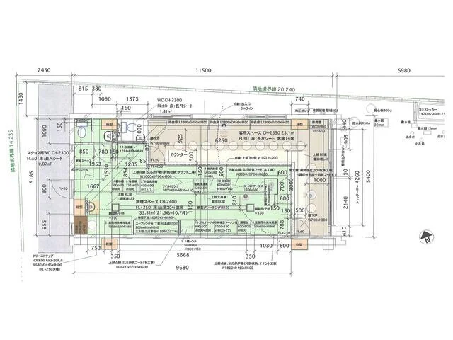 ラーメンの居抜き物件の平面図
