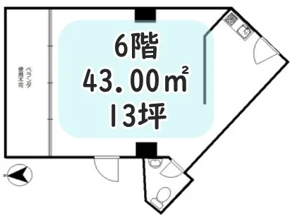 赤坂の事務所仕様店舗物件の平面図