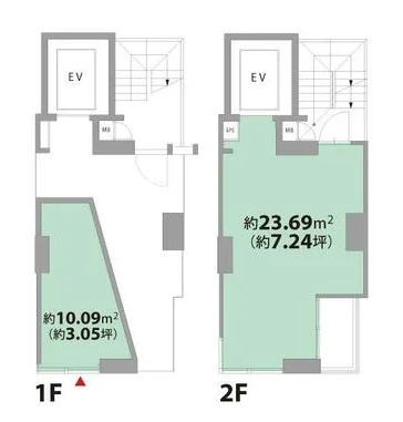 銀座一丁目のスケルトン店舗物件の平面図