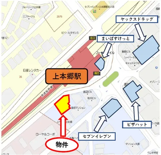 パン屋の居抜き物件の地図