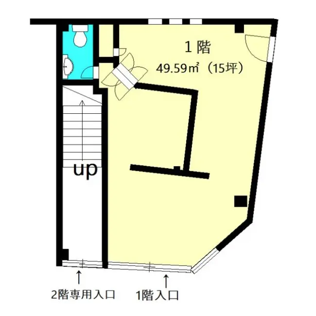 大袋のスケルトン店舗物件の平面図