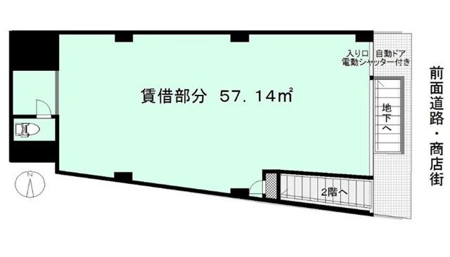上北沢の事務所仕様店舗物件の平面図