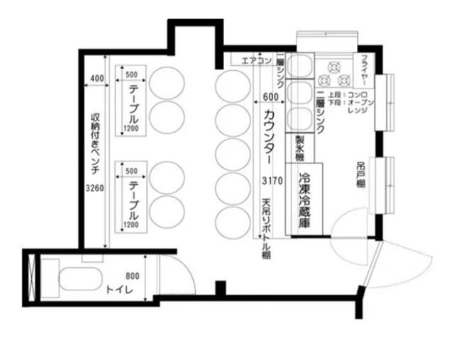 中野のリース店舗物件の平面図