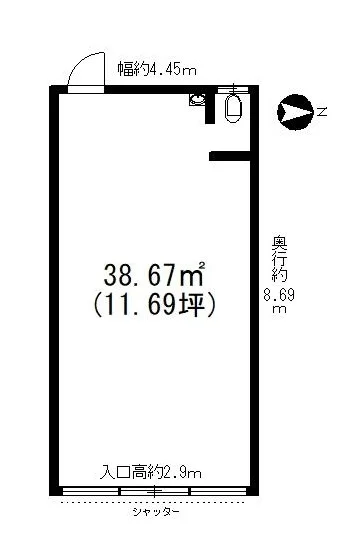 西新井大師西のスケルトン店舗物件の平面図