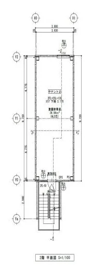 川崎のスケルトン店舗物件の平面図