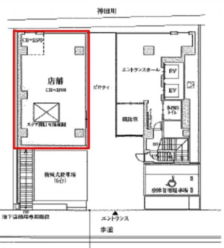秋葉原の居抜き店舗の平面図