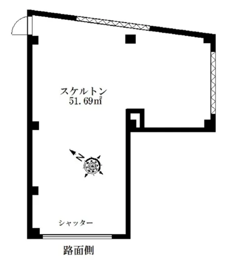 貸店舗(スケルトン)の平面図