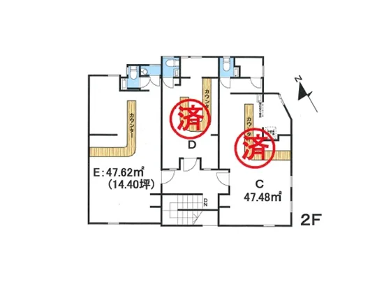 小作のスナック・パブ居抜きの平面図