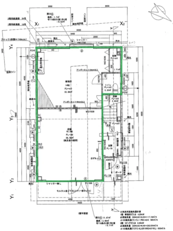 貸店舗(事務所仕様)の平面図