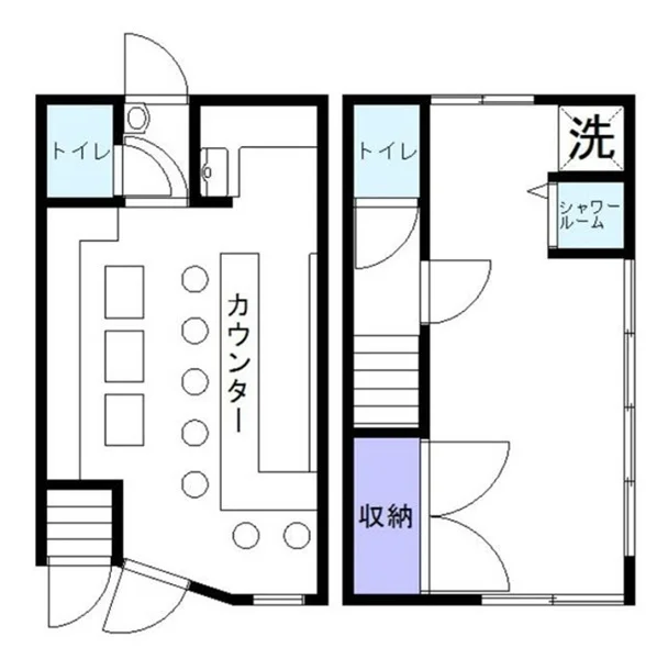 谷塚の居抜き店舗の平面図