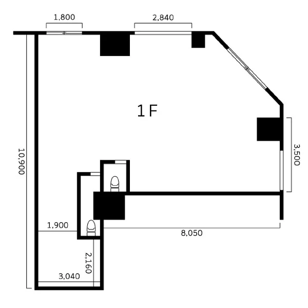 新宿御苑前の居抜き店舗の平面図