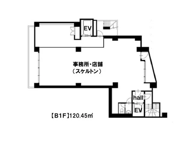 貸店舗(スケルトン)の平面図