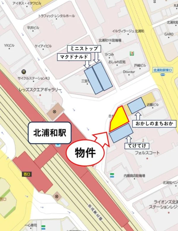 北浦和のスケルトン物件の地図