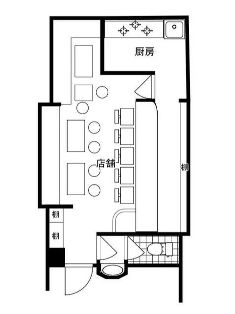 スナック・パブの居抜き物件の平面図