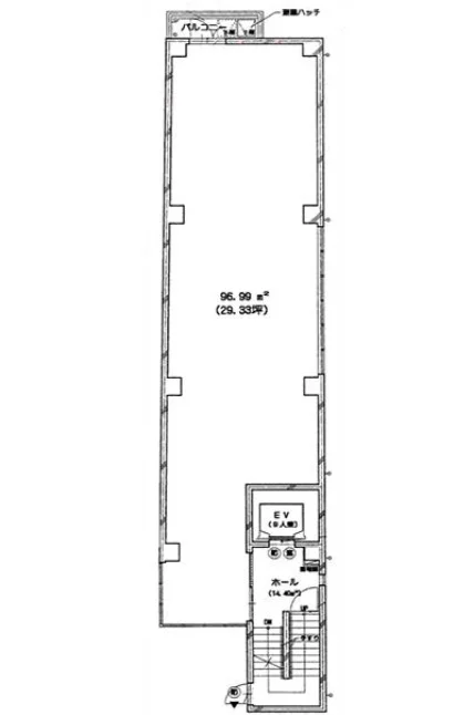 調布のスケルトン店舗物件の平面図