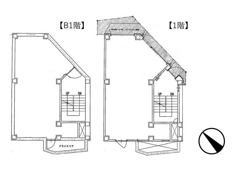 外苑前のスケルトン店舗物件の平面図