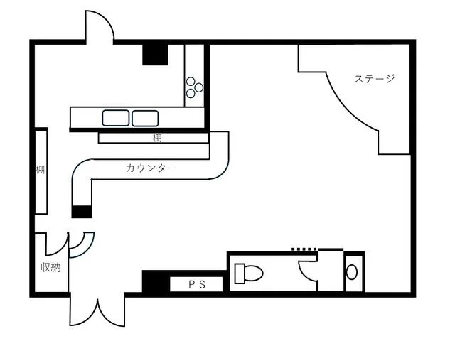 スナック・パブの居抜き物件の平面図