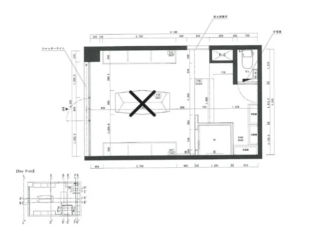 たまプラーザの居抜き店舗の平面図
