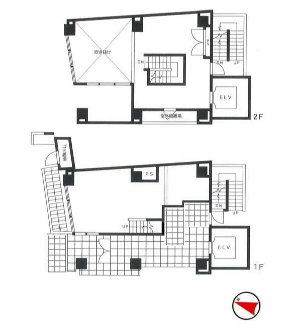 外苑前のスケルトン店舗物件の平面図