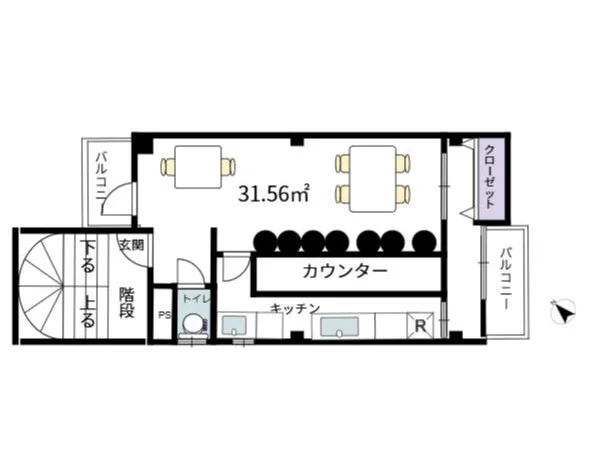 BAR・ショットバーの居抜き物件の平面図