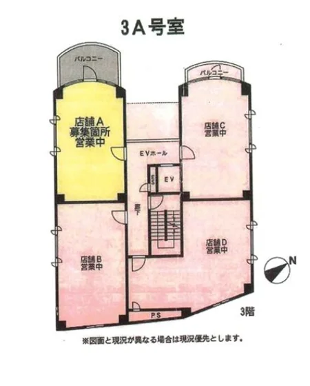 藤沢の事務所仕様店舗物件の平面図