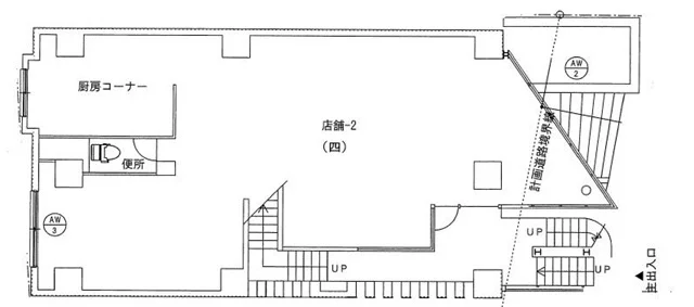 貸店舗(スケルトン)の平面図