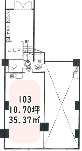 日本橋の事務所仕様物件の平面図