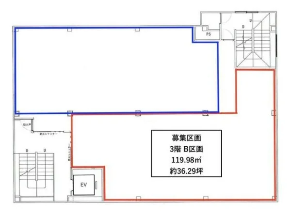 貸店舗(スケルトン)の平面図