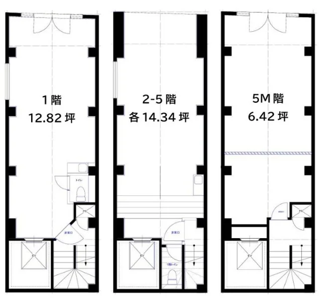 上野広小路の事務所仕様店舗物件の平面図