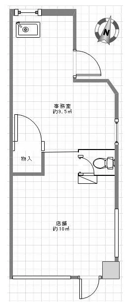 池袋の事務所仕様店舗物件の平面図