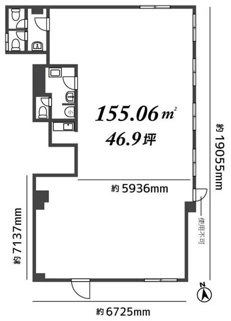 神楽坂のスケルトン店舗物件の平面図